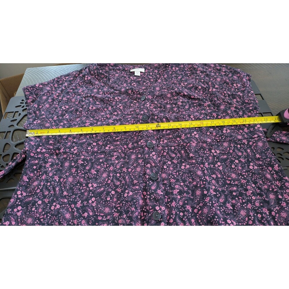 J Jill Floral Paisley Midi Dress XLP Tie Back Button Front Stretch Pockets - Picture 9 of 10